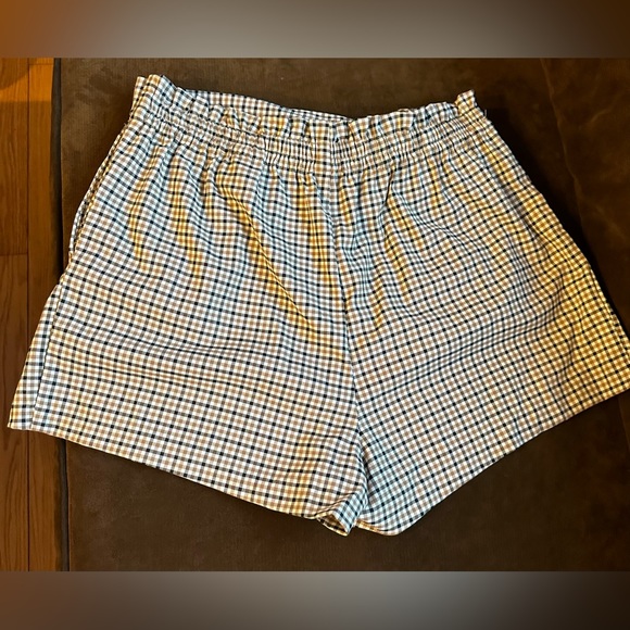 H & M Divided Plaid NWT High & Elastic Waist Shorts In Soft twill  Tie In Front - Picture 4 of 8